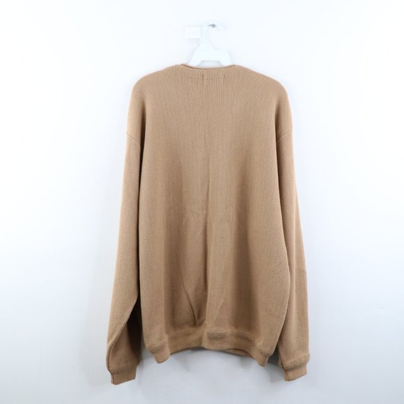 Vintage Acrylic Knit Button Cardigan Sweater Tan - Picture 5 of 7